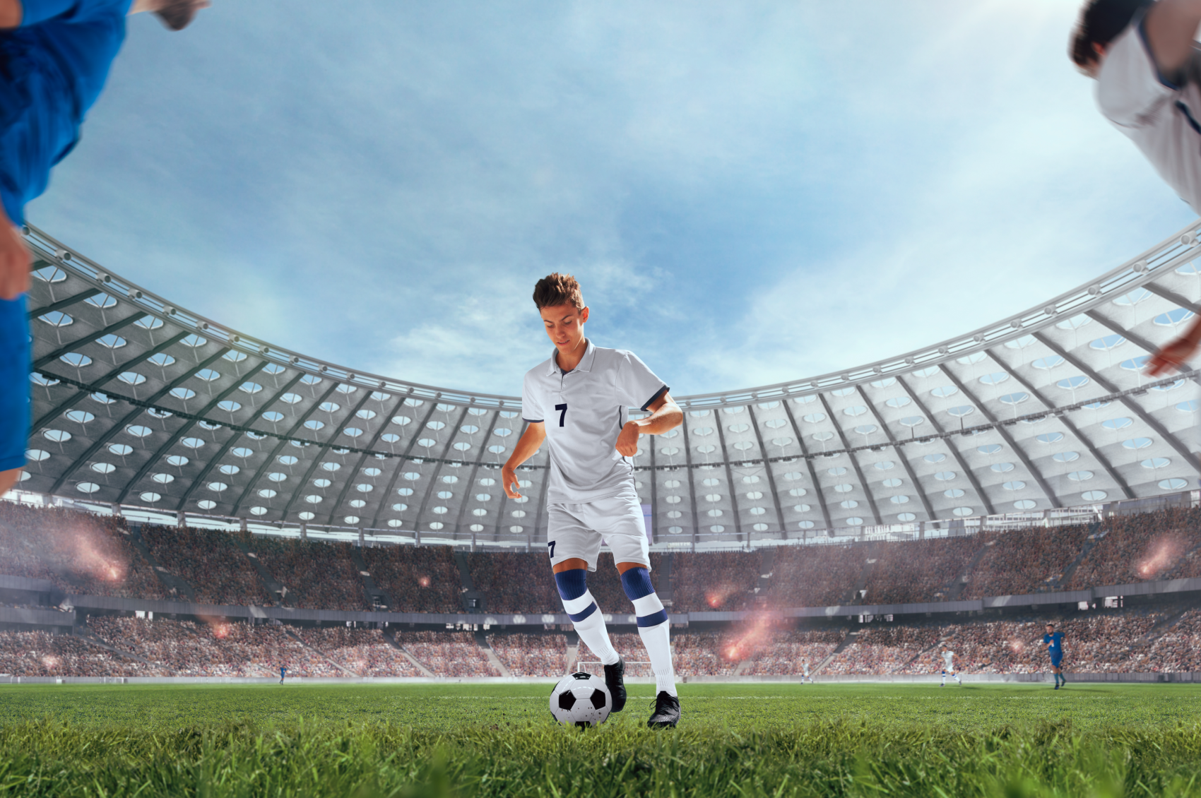A man playing soccer