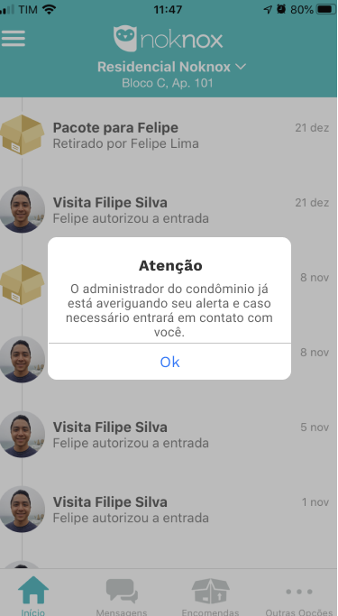 App noknox tela solicitação confirmada
