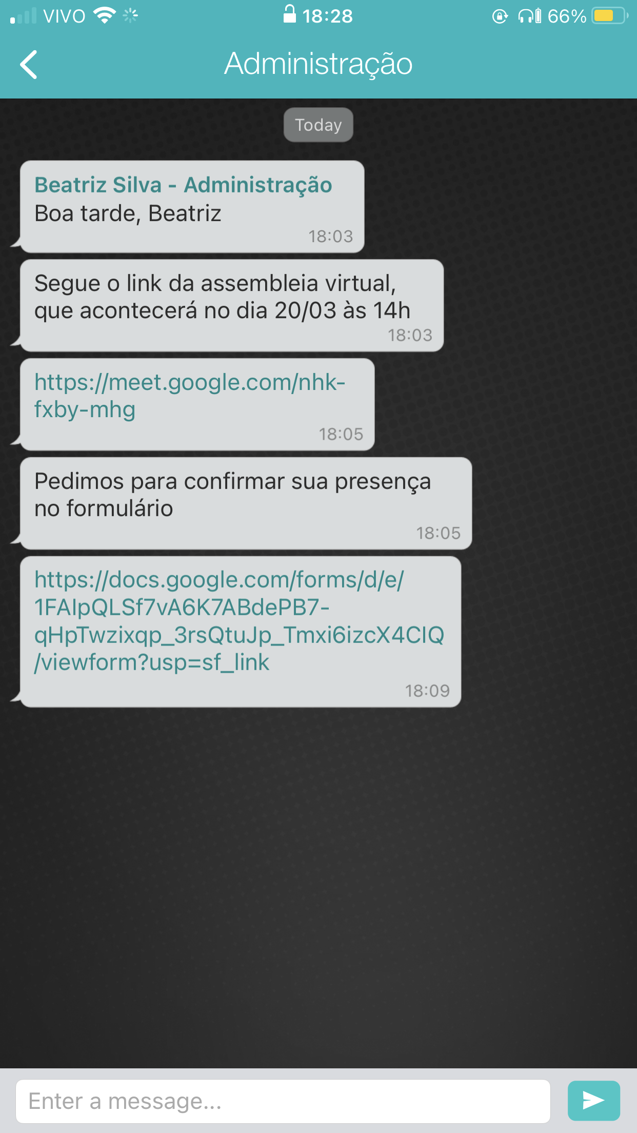 Aplicativo Noknox. Mensagem direta.