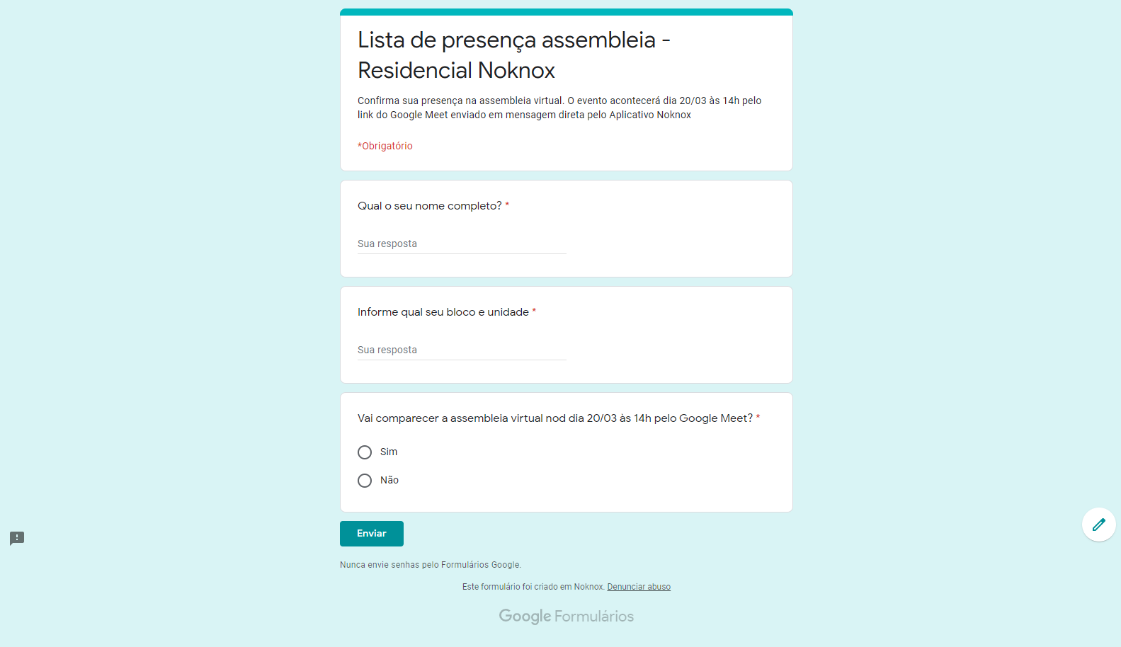 modelo lista de presença vitual para assembleia de condomínio