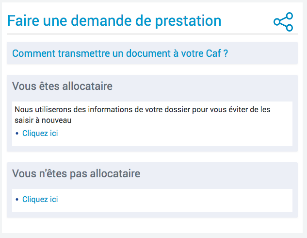 Demande de prestation pour declaration APL