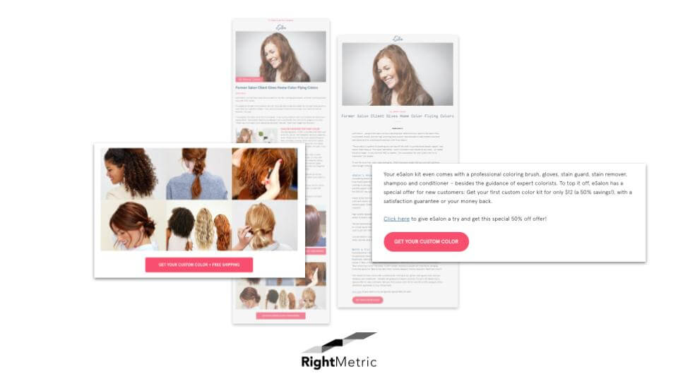 eSalon Landing Page Examples