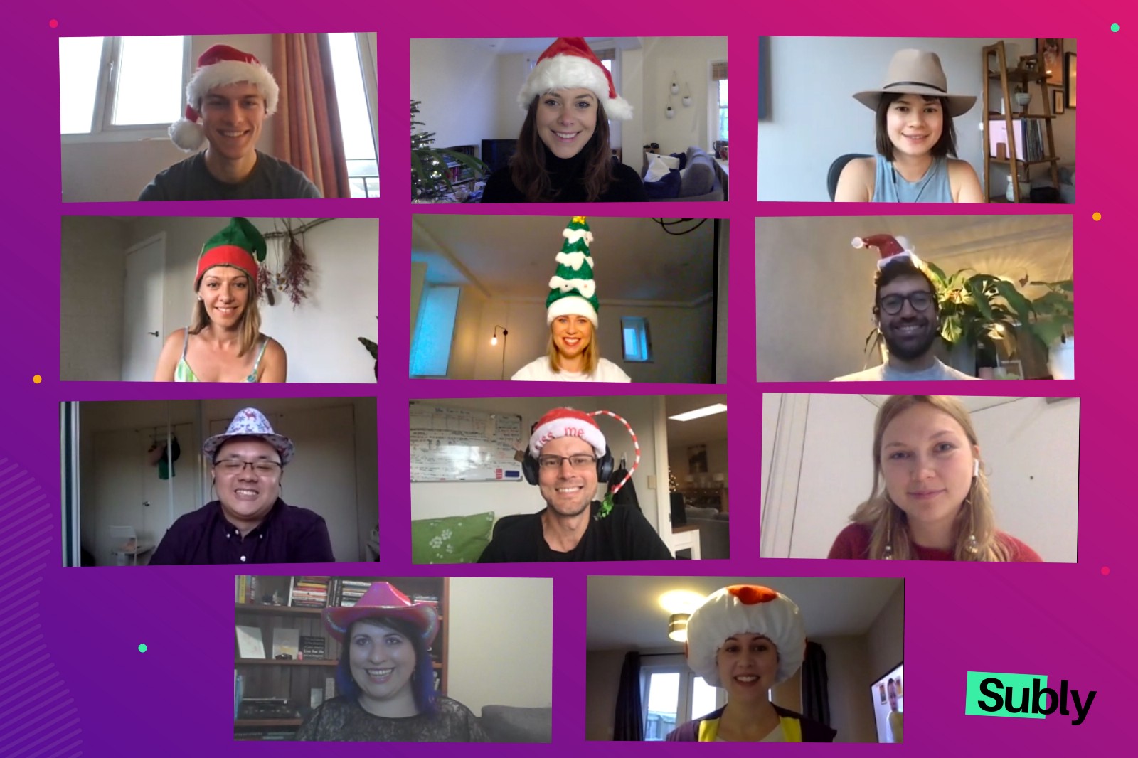 Subly team festive photo for holidays on online call