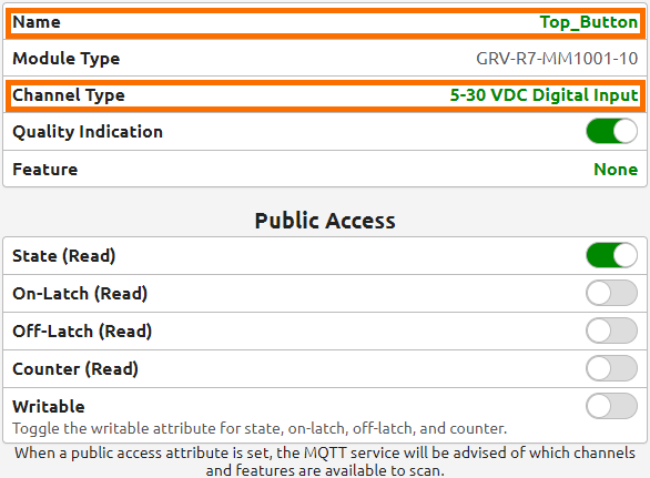 groov RIO I/O Configuration in groov Manage - Single Channel Settings