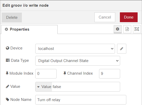 groov RIO - Node-RED action node "false" case