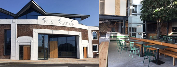 Front of building of the refurbished Buzz Station in Whitehaven built by Thomas Armstrong (Construction) Ltd