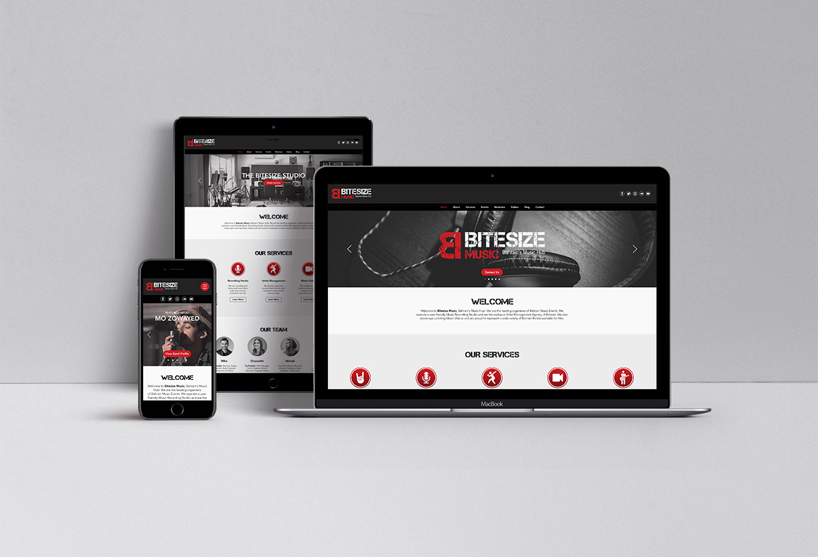 Responsive web design and development across devices for Bitesize Music.