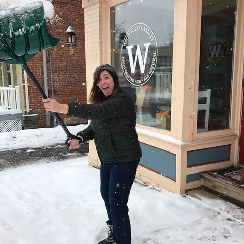 our employee shoveling snow in a funny way