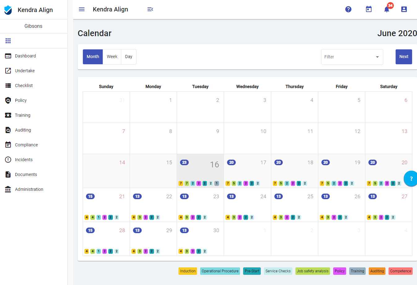 Calendar Monthly View - Kiri Align