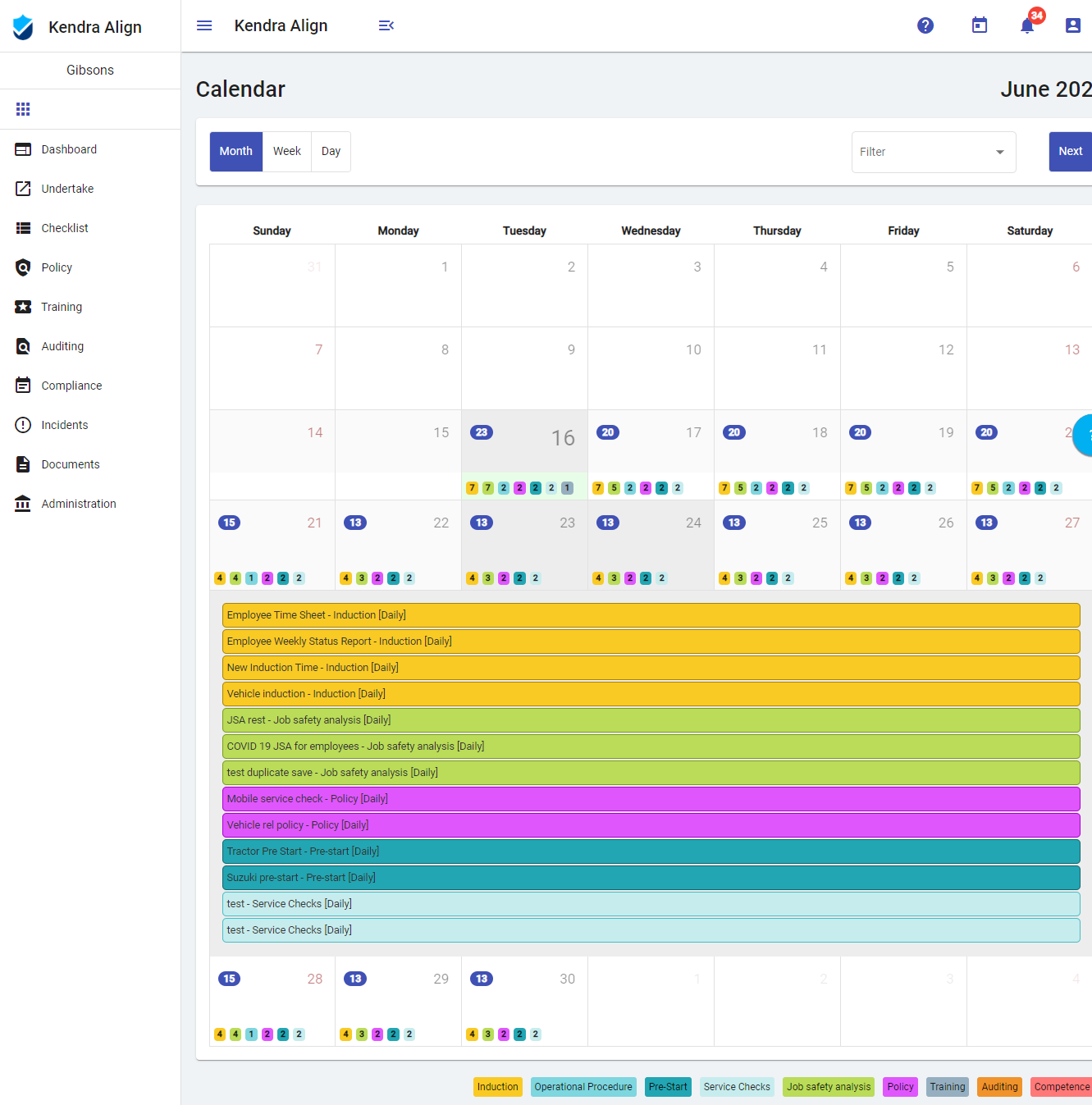 Daily Tasks in Calendar - Kiri Align