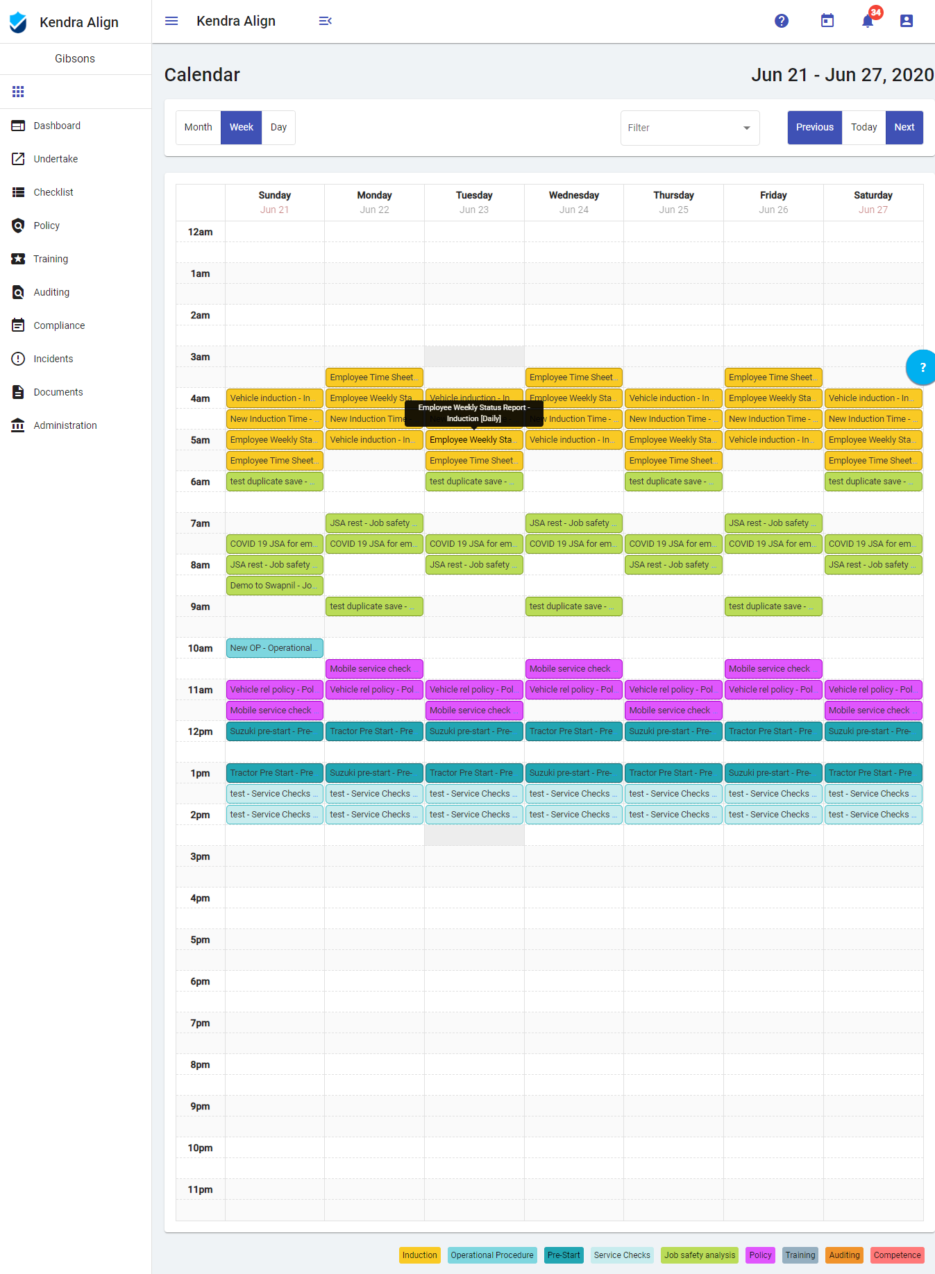 Weekly Calendar View - Kiri Align