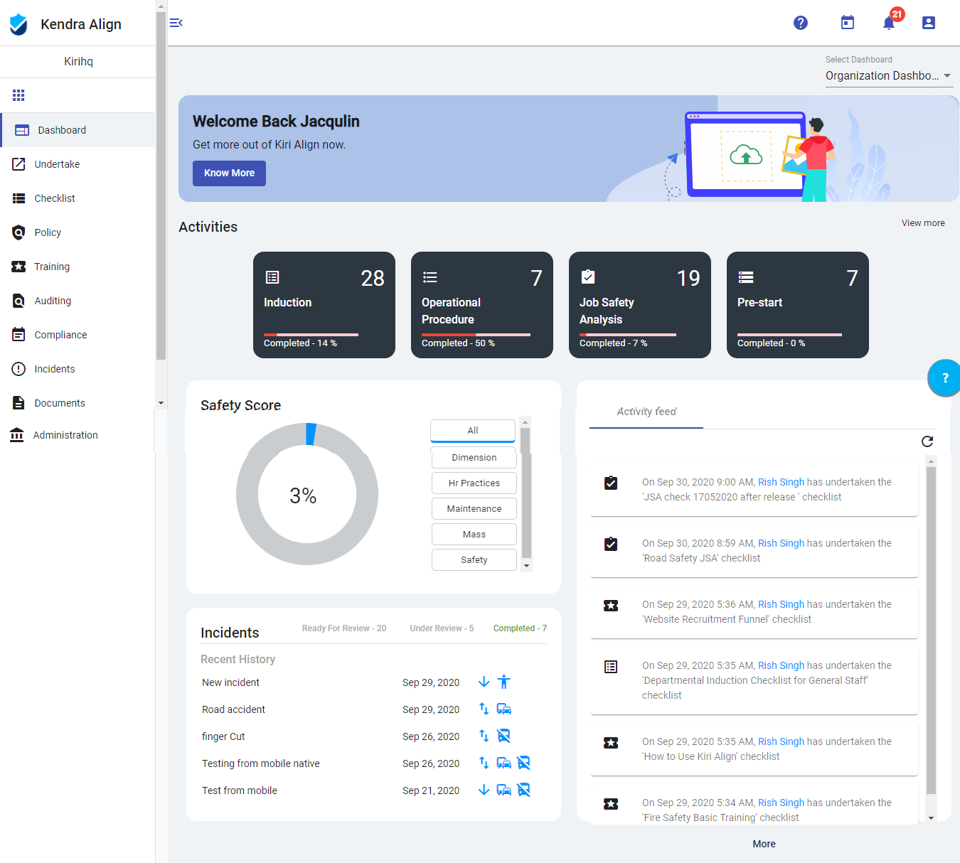 Dashboard - Kiri Align