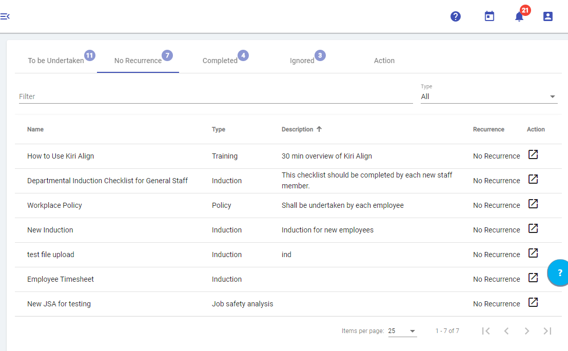 View Completed EHS Checklists - Kiri Align