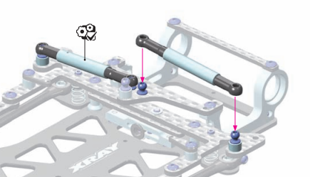 Diagram of rear damper tubes for an RC pan car