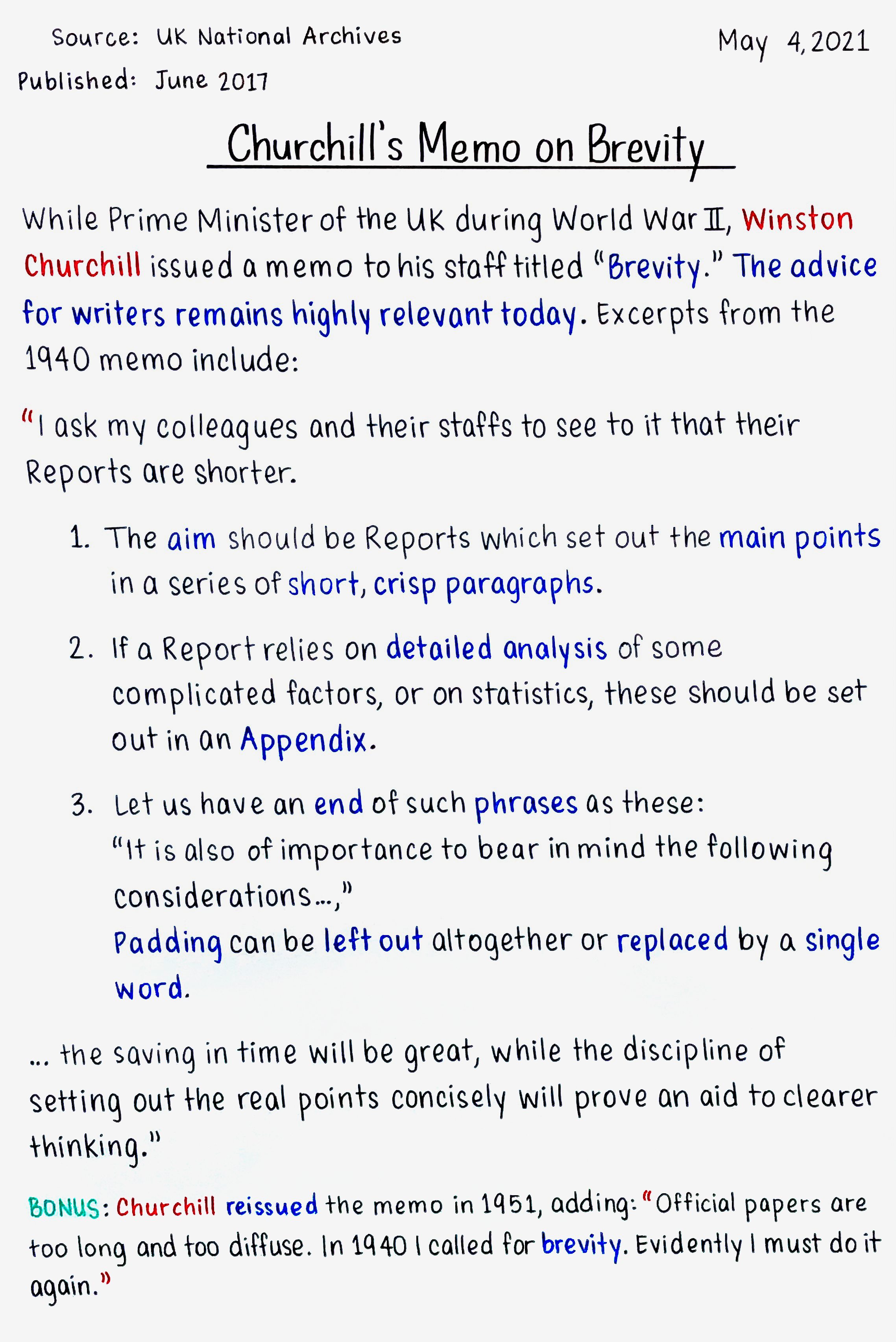 Churchill’s Memo on Brevity