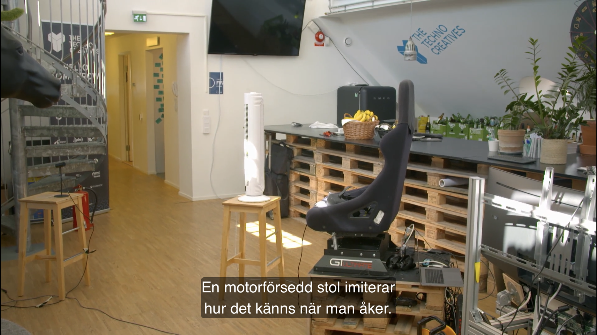 A chair to simulate a 4D ride in the rollercoaster Valkyria