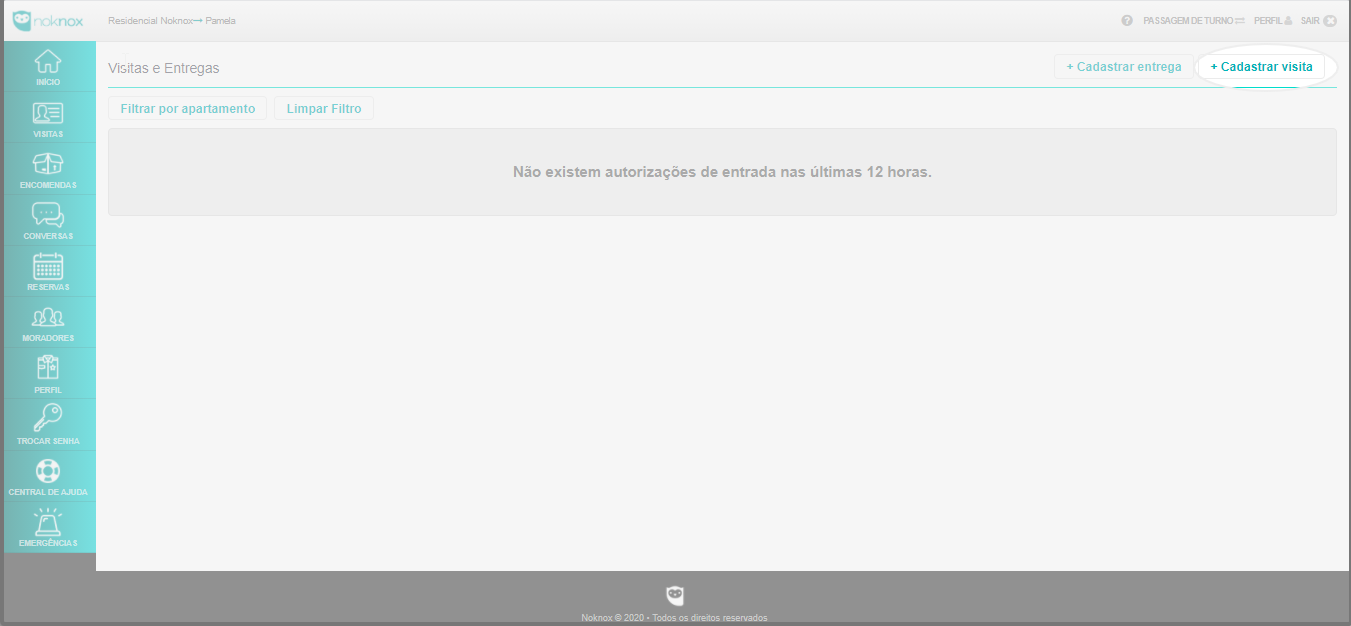 Painel portaria - cadastrar visita