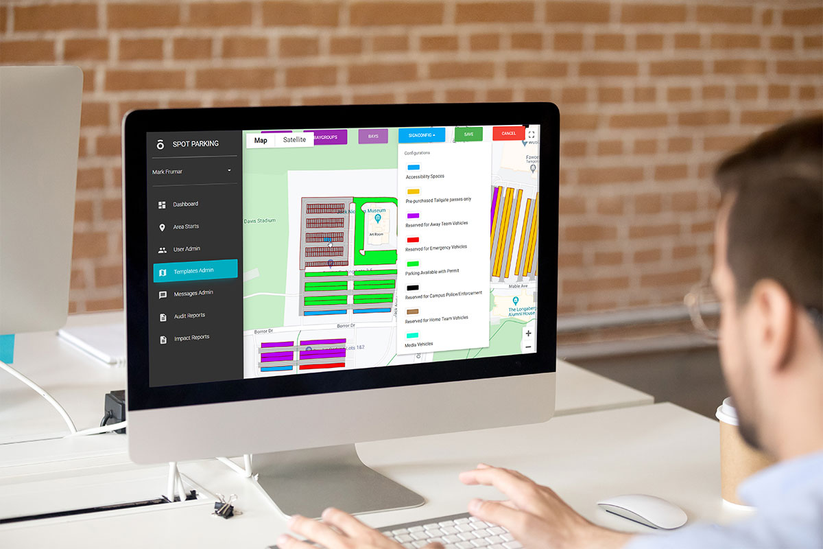 Man using Spot Campus user interface on desktop