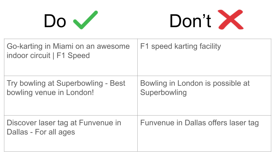 Do's and don'ts for writing meta descriptions - SEO leisure tips from Briq Bookings