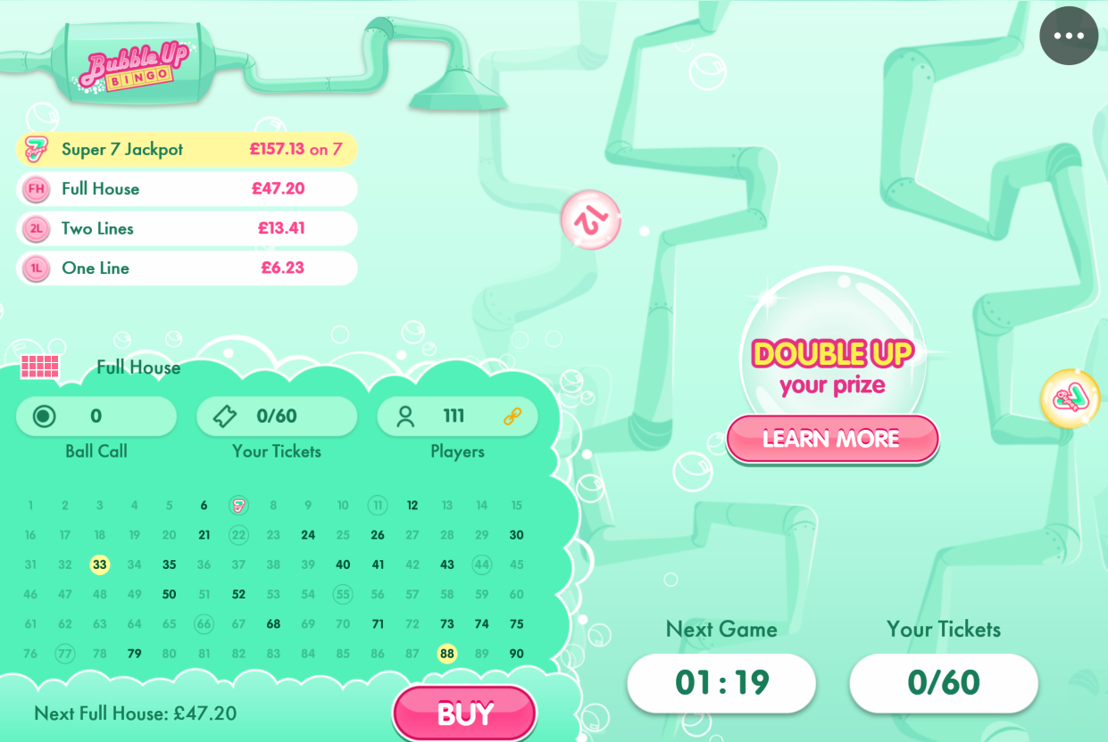 Bubble Up Bingo Game