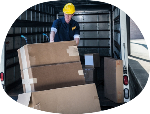 A courier delivering a parcel