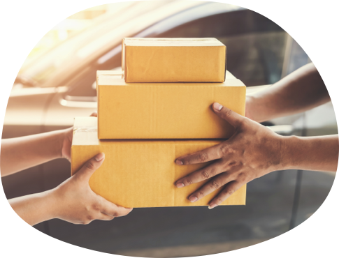 A courier delivering a parcel