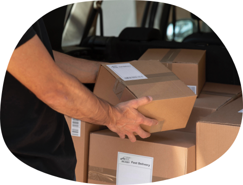 A courier delivering a parcel
