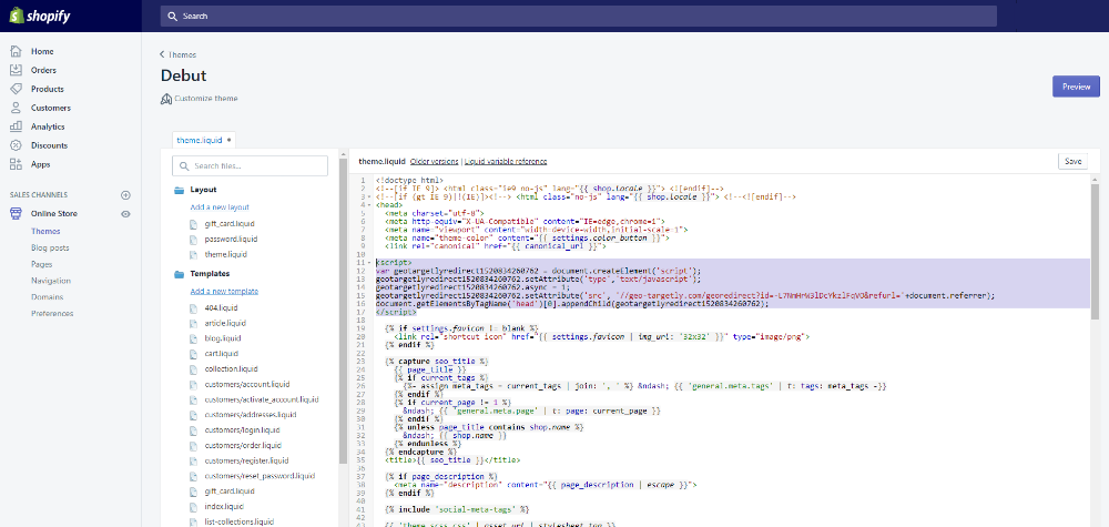 Shopify geo redirect