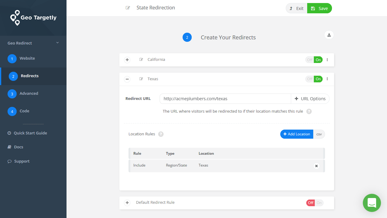 Add multiple state redirect rule