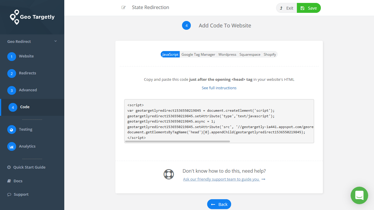 Add code to website