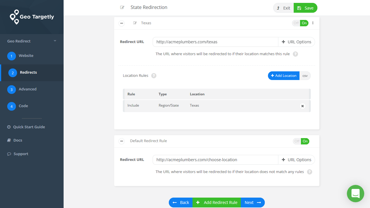 Add an optional default redirect rule
