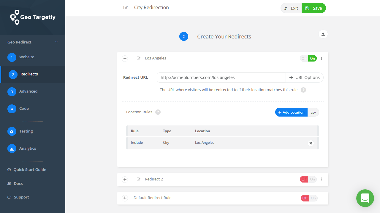 add a city rule for your geo targeted redirect