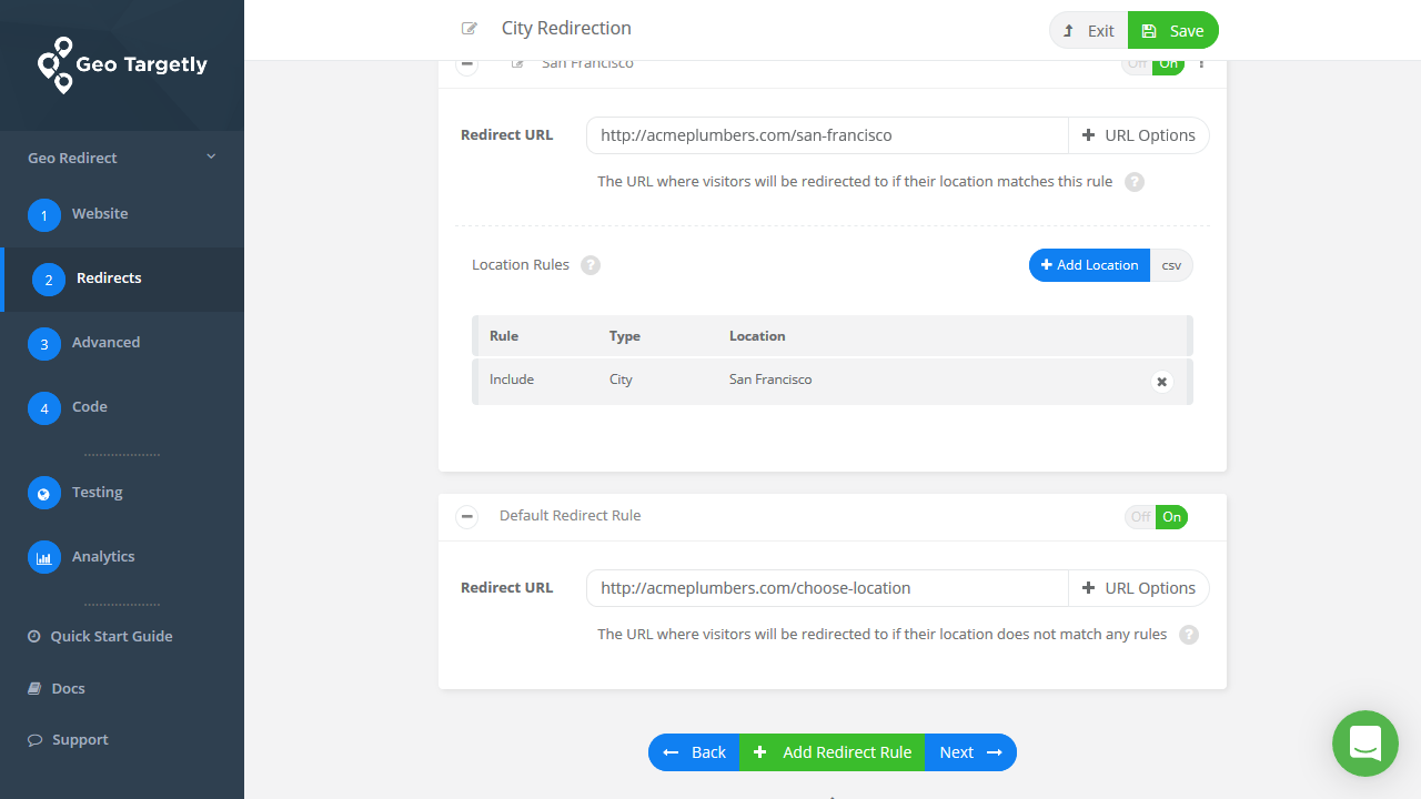 Add an optional default redirect rule