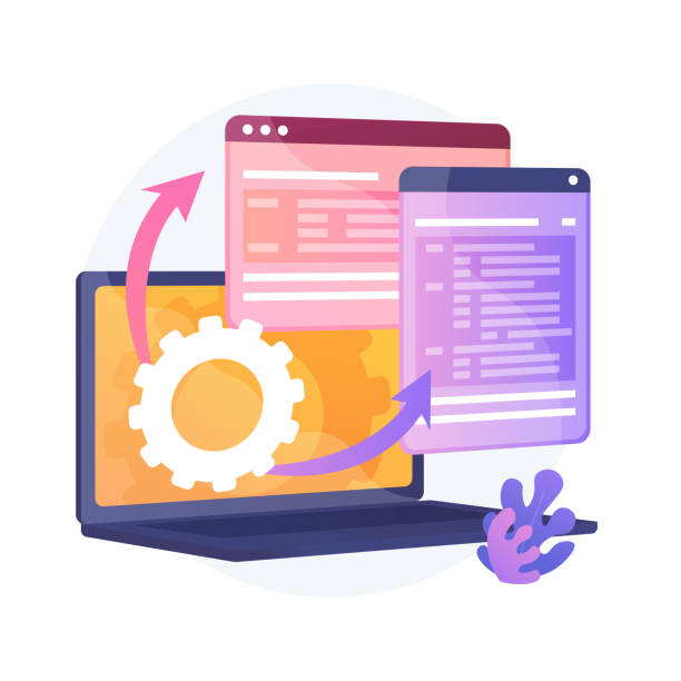 Web Page visualization vector concept metaphor Web Page visualization. Protocol procedure. Dynamic software workflow. Full Stack development, markup, administrate system. Driver for shared memory. Vector isolated concept metaphor illustration. software stock illustrations