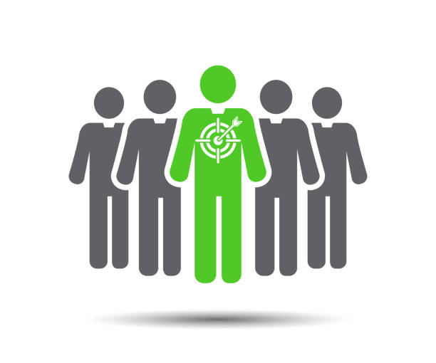 Targeted man Icons Targeted man Icons, crowd people Vecror SEO clients stock illustrations