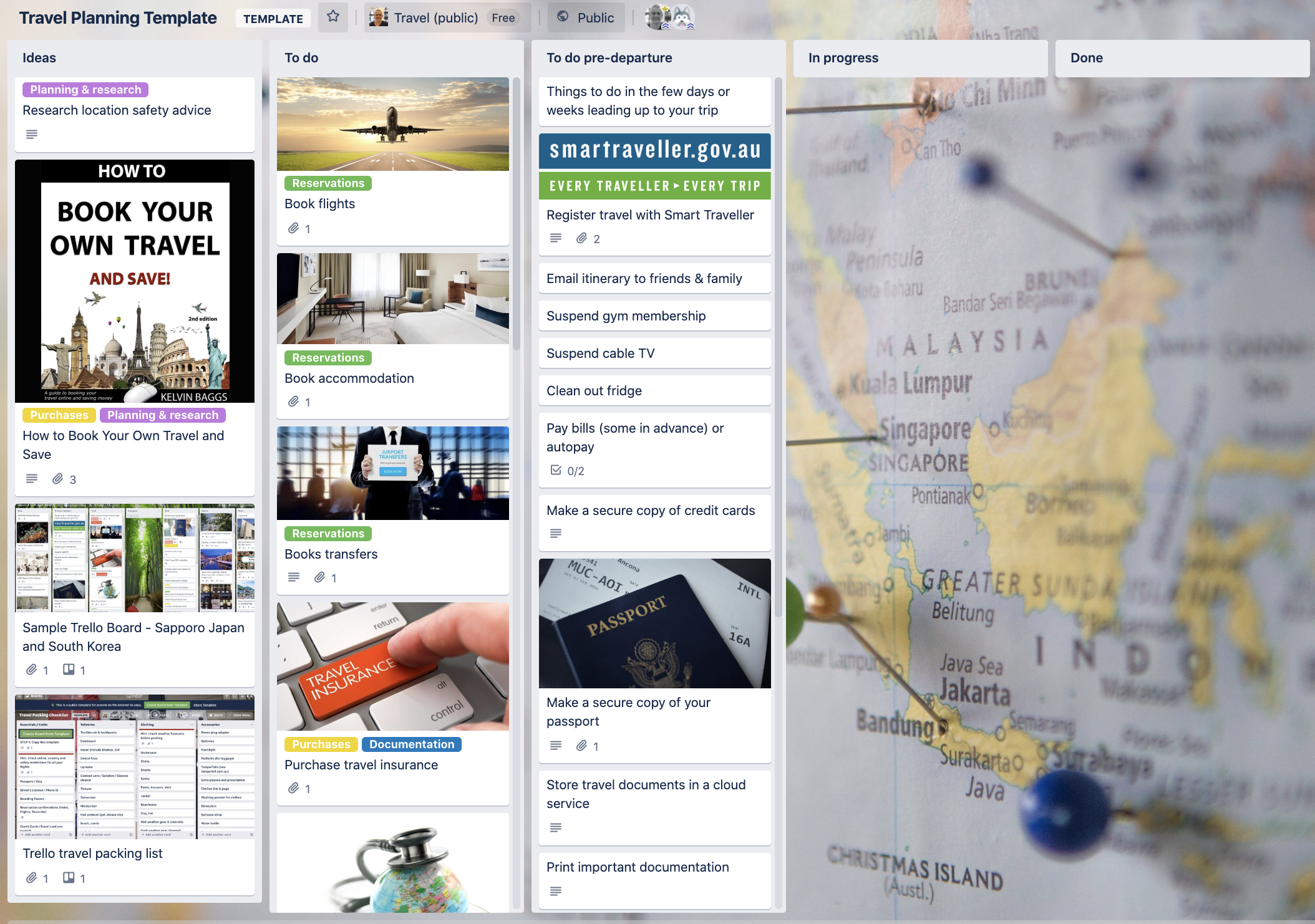 Reise-Board-Vorlage