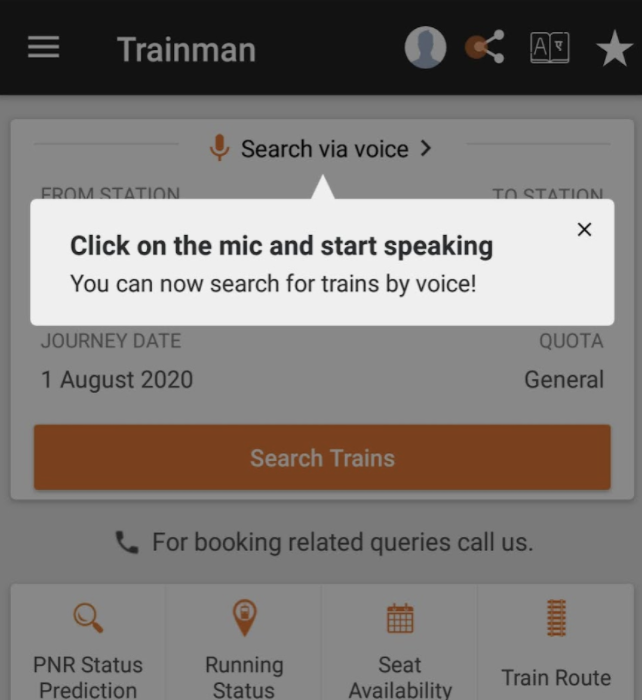 Coachmark- Asking users to click on the mic and start speaking