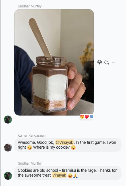 Winner of the game gets a treat!