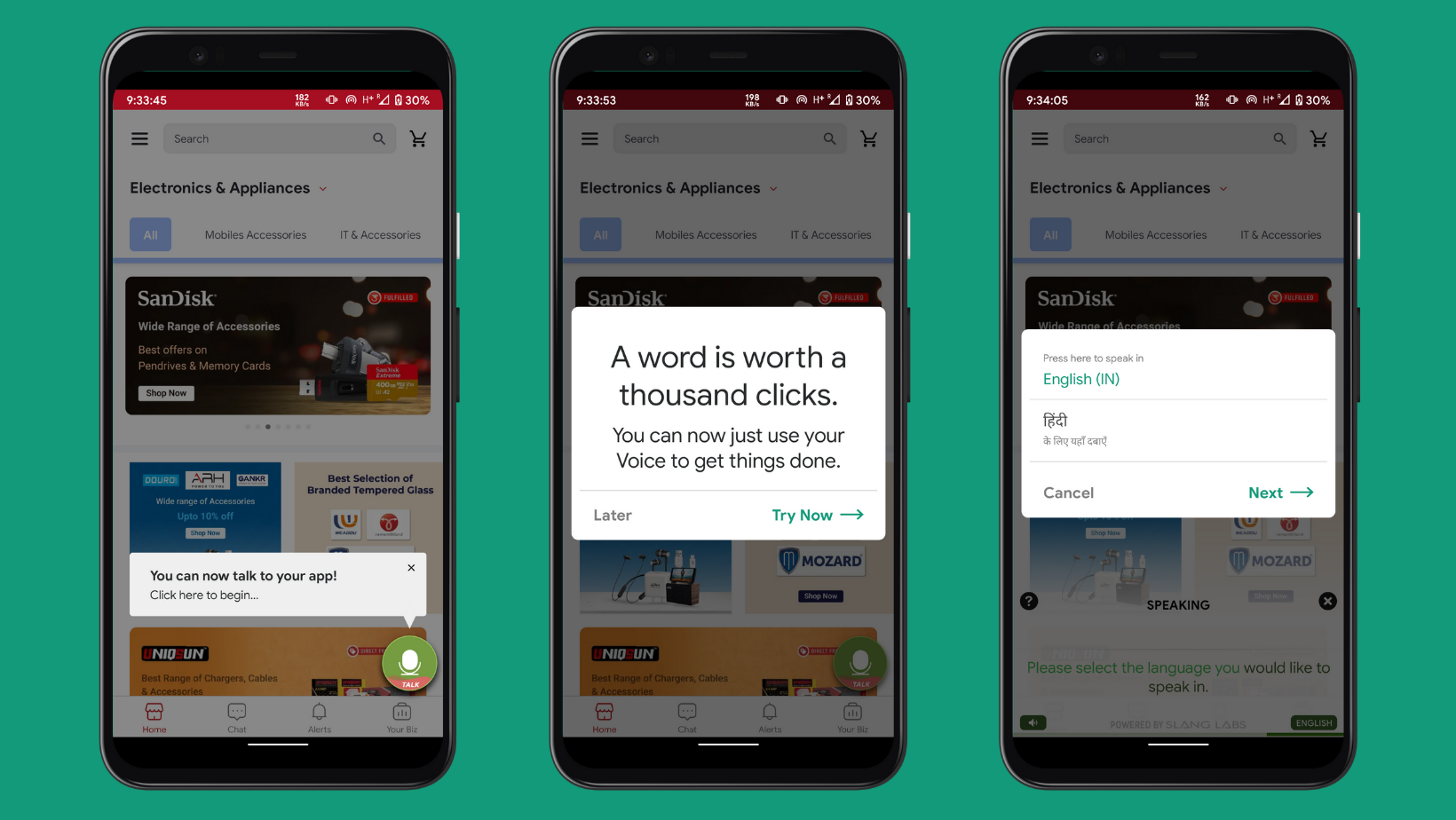 Udaan Slang Voice Assistant On-boarding Flow