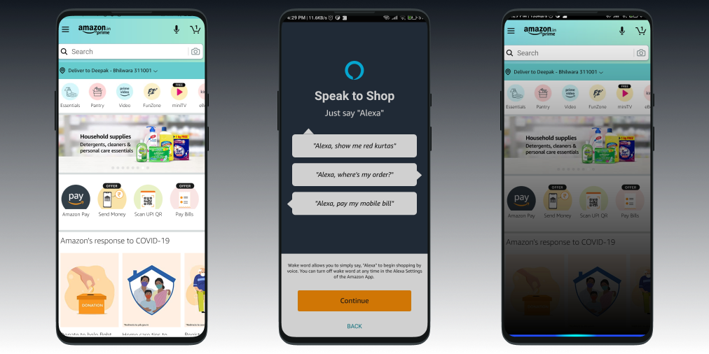 Amazon's Voice Assistant Alexa inside Shopping App in India
