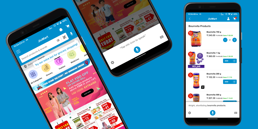 JioMart's Voice Assistant inside their retail shopping app