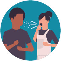 Illustration: woman sneezing on man