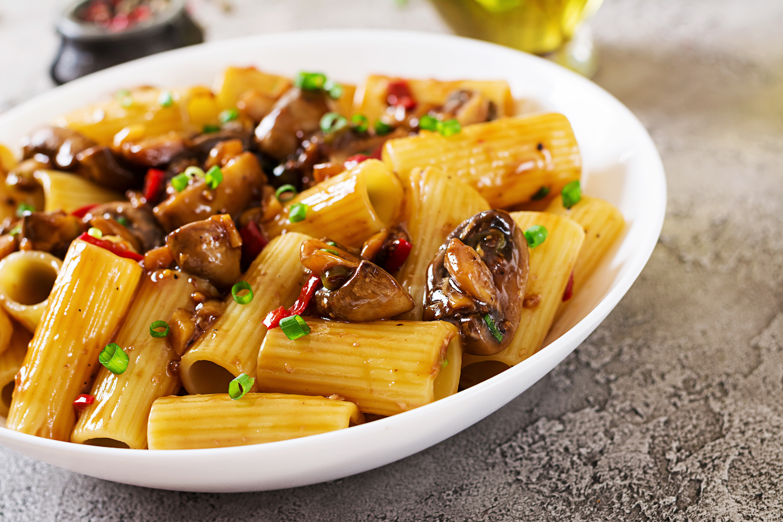 Pasta Rigatoni with Miso Chilli Mushrooms