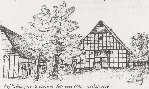 Hof Kriege deur Rudolph Kriege – skets vanaf foto (1896)