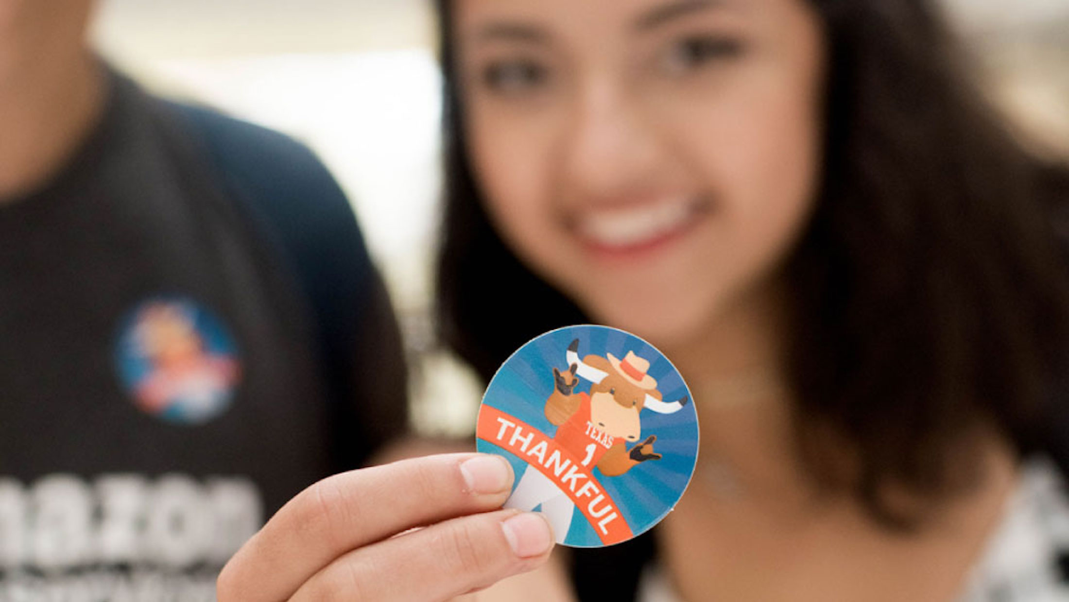 Student with sticker