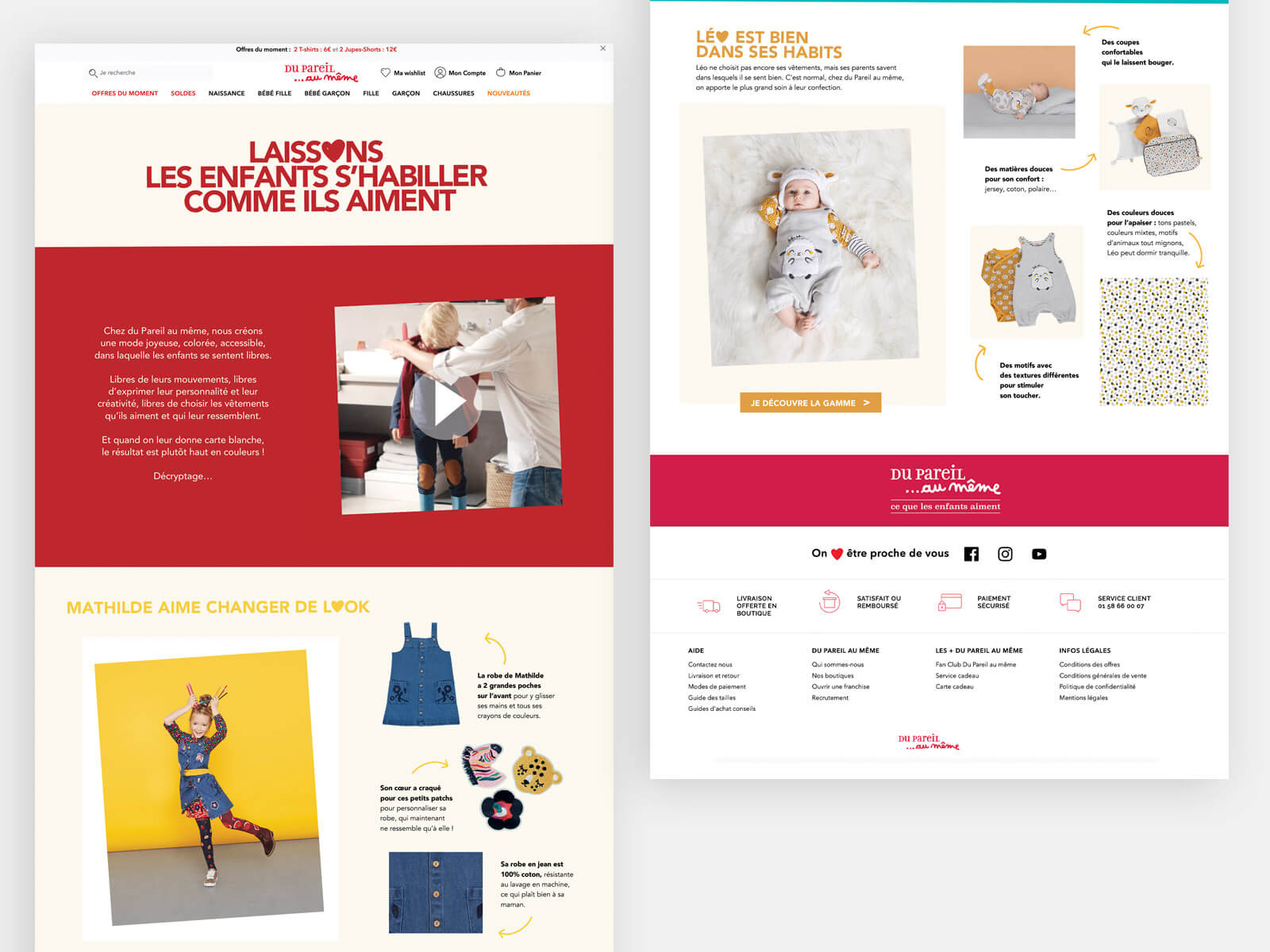 Maquette landing page Du Pareil au Même