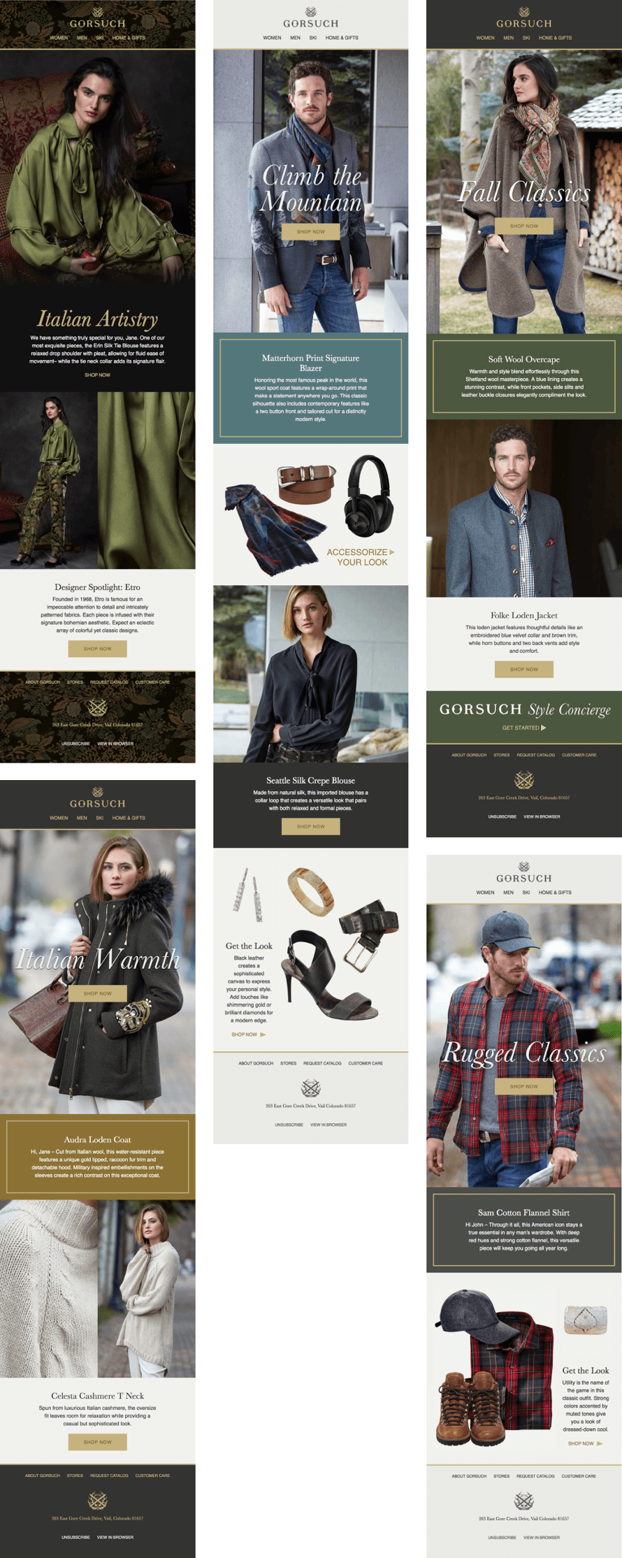 A grid showing a selection of campaigns using different module combinations.