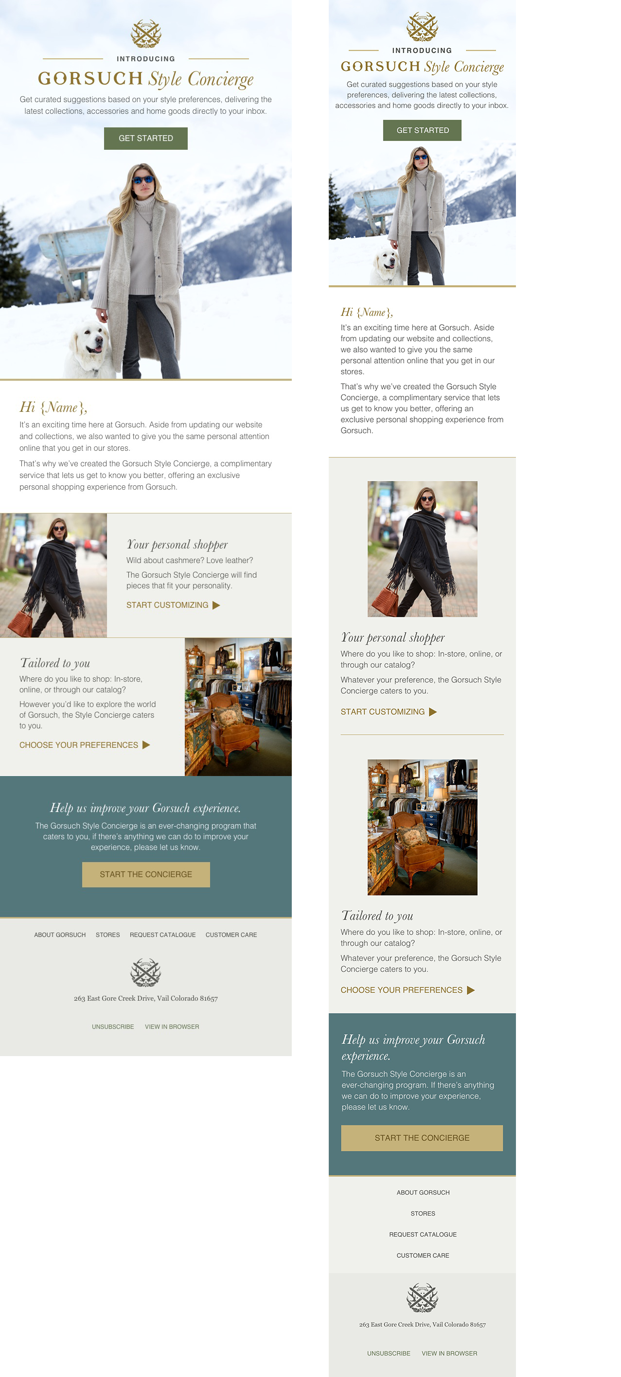Gorsuch Style Concierge email design