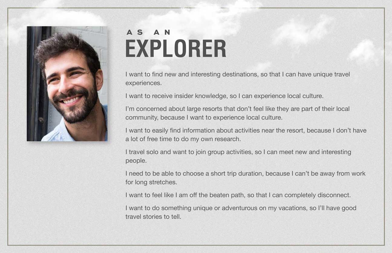 User stories for the Explorer archetype.