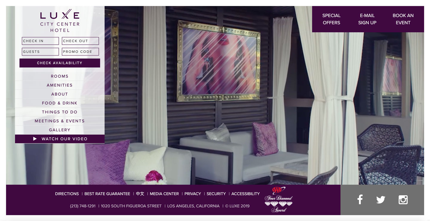 Screenshot of Luxe's old hompage.